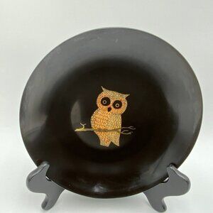 MCM Couroc Monterey Bowl Black Gold Owl Inlay 8" for Kalium Chemicals Ltd RARE